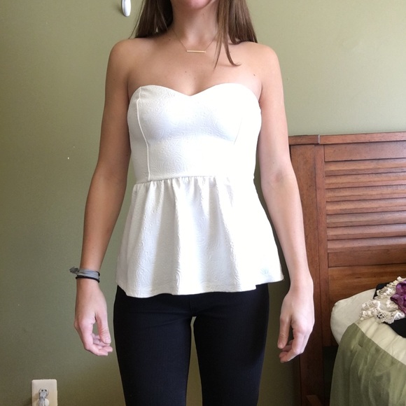 white peplum tube top